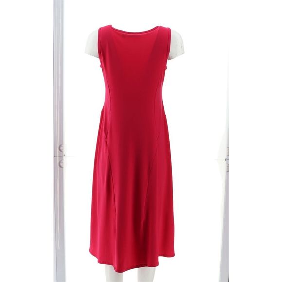 Susan Graver Liquid Knit Slvless Midi Dress Brilliant Pink A480678G - Picture 4 of 7